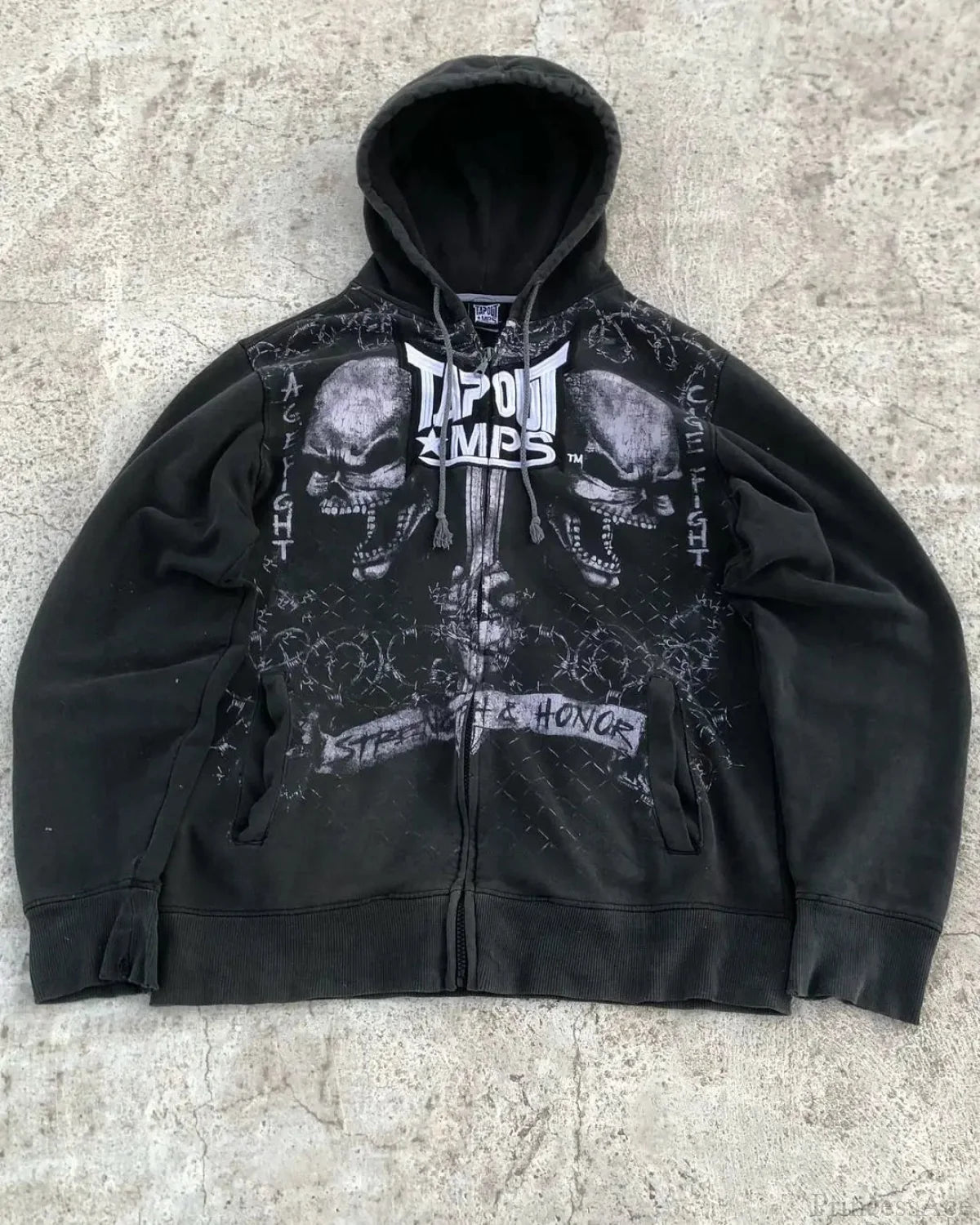 Vintage Y2K Gothic Skeleton Zipper Hoodie