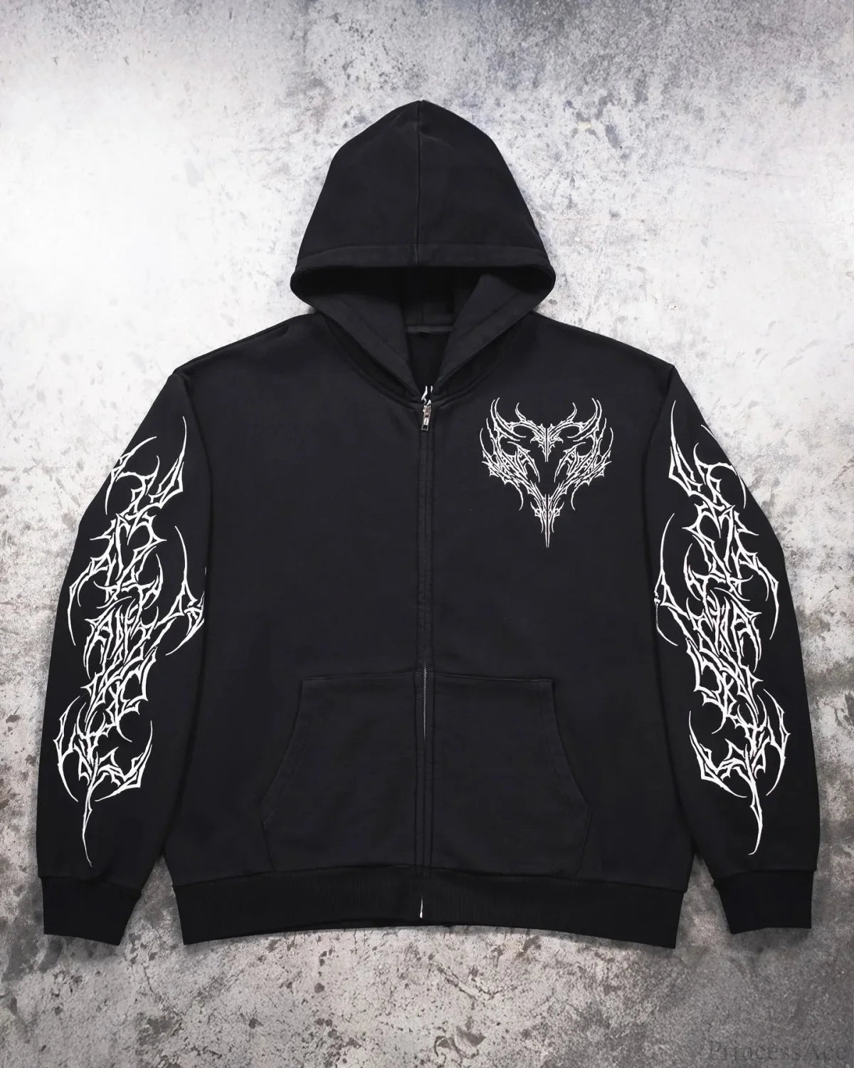 Vintage Y2K Graphic Gothic Zipper Hooded Sweatshirt