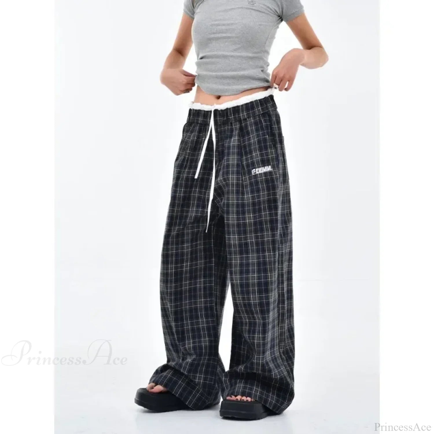 Vintage Y2K Plaid Women Sweatpants Pants
