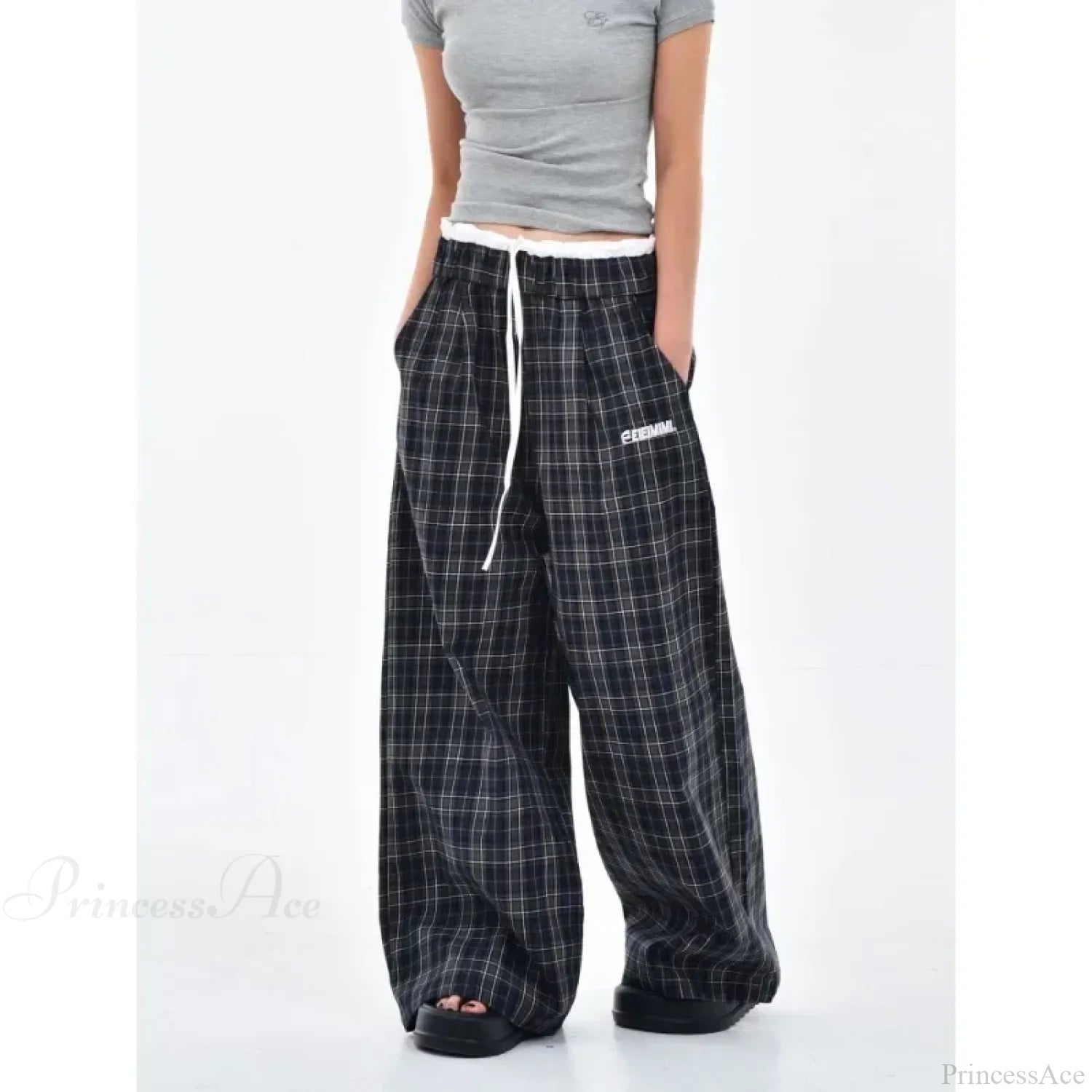 Vintage Y2K Plaid Women Sweatpants Pants