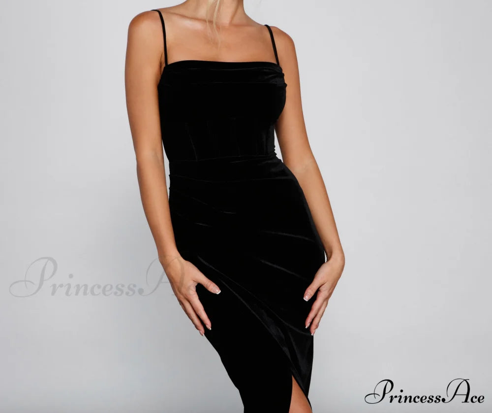 Violette Formal Stylish Velvet Midi Dress S.o. Short Dresses