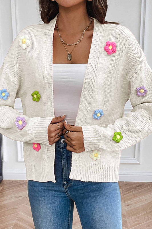 Floral Knitted Long Sleeve Cardigan