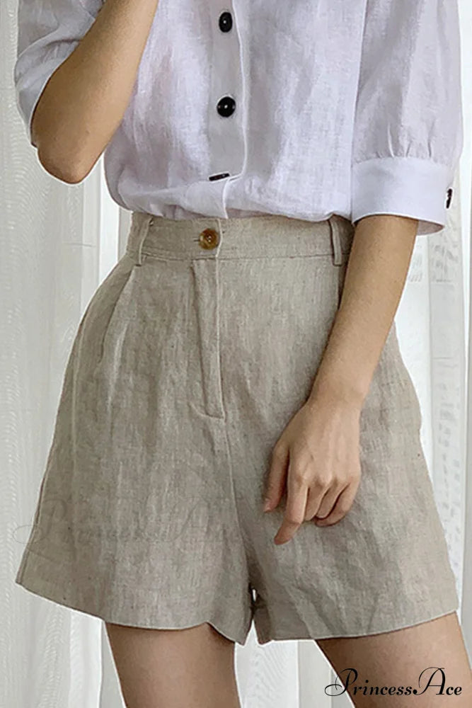 Waist High Linen Shorts