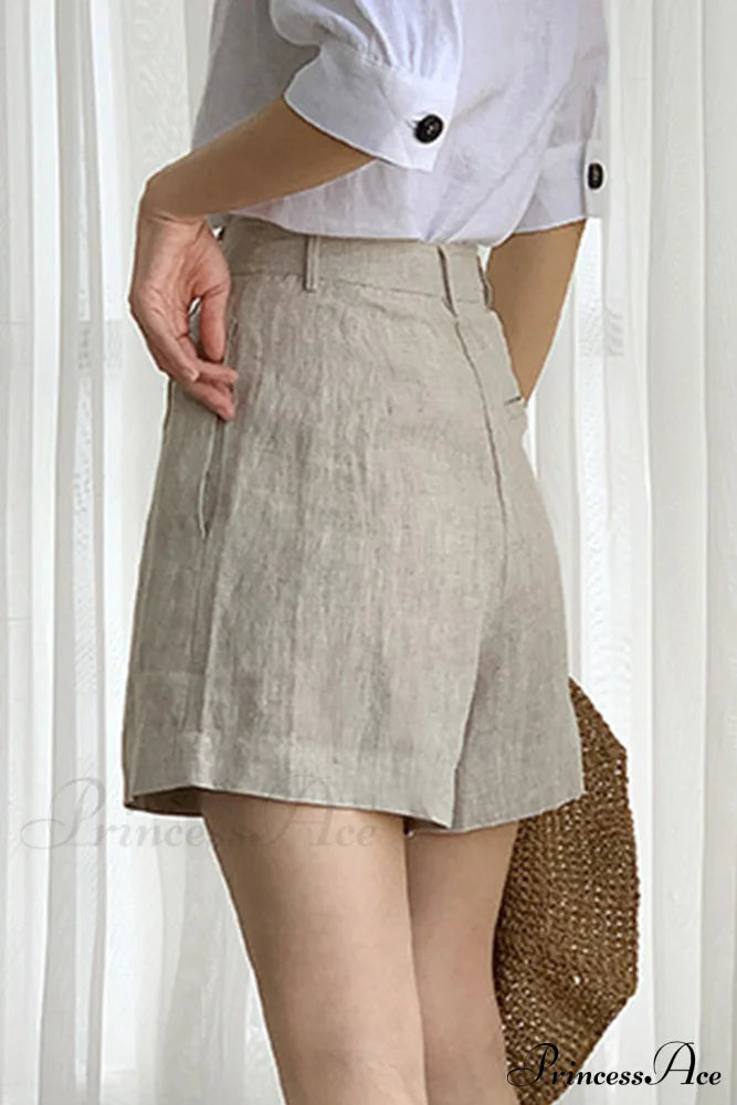 Waist High Linen Shorts