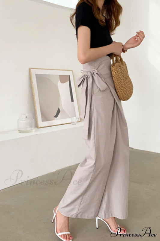 Waist-Tied Pants Beige / M