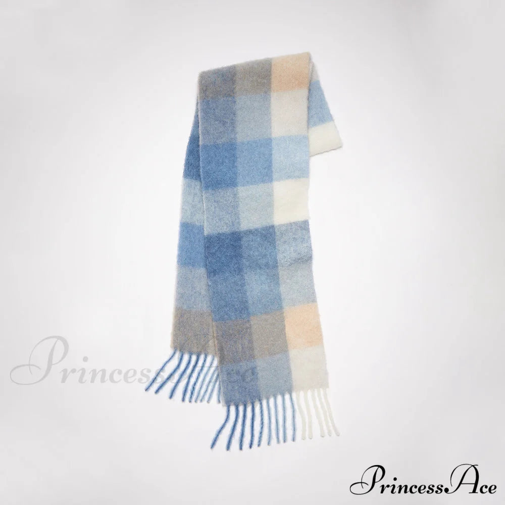 Warm Cozy Soft Thick Stylish Classic Trendy Checkered Rainbow Scarf