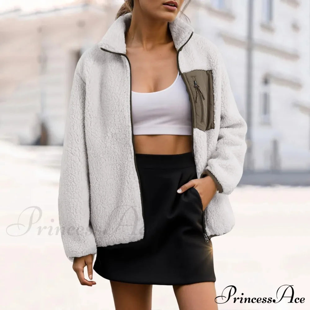 Warm Cozy Stylish Trendy Elegant Fashionable Versatile Classic Comfortable Jacket Beige / S