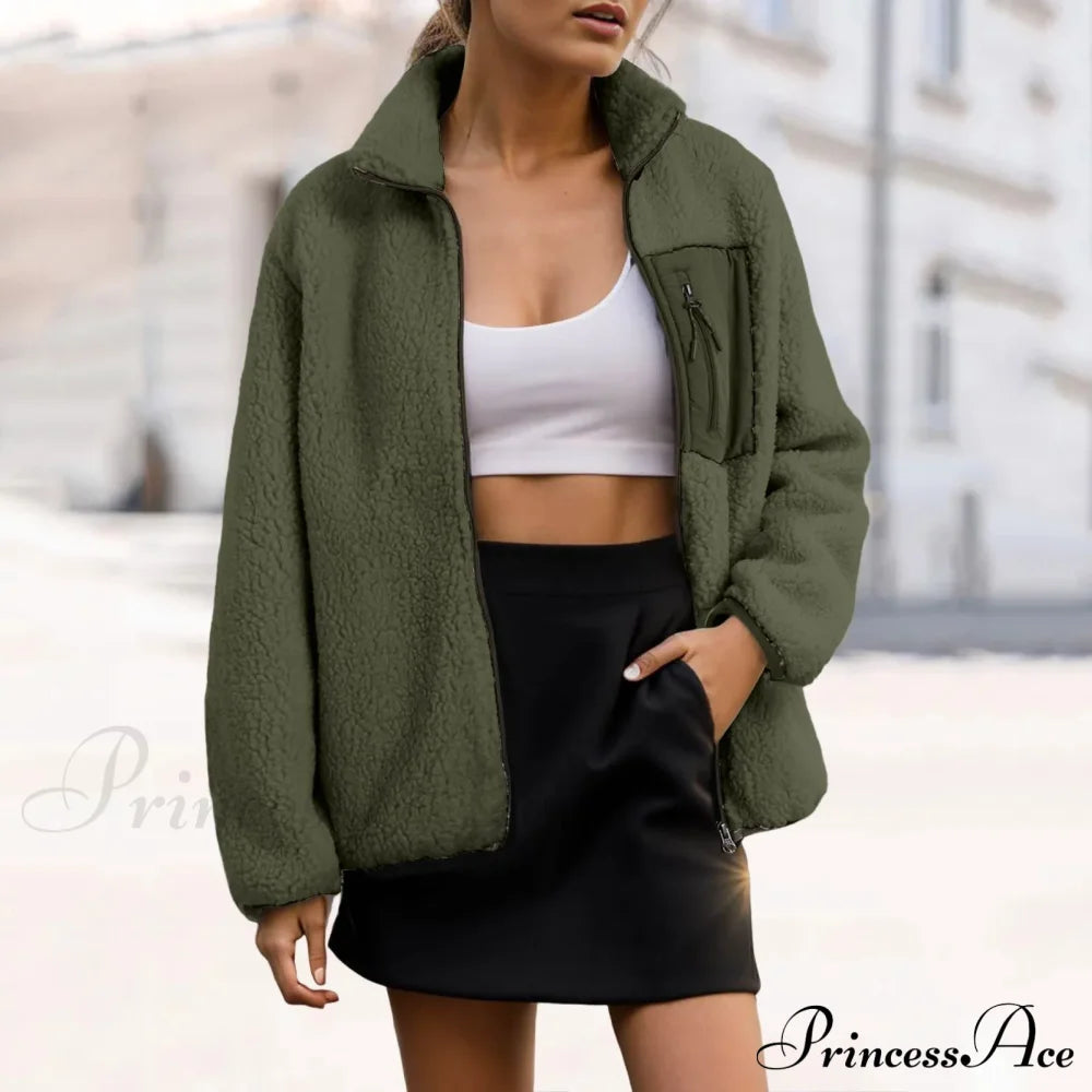 Warm Cozy Stylish Trendy Elegant Fashionable Versatile Classic Comfortable Jacket Green / S