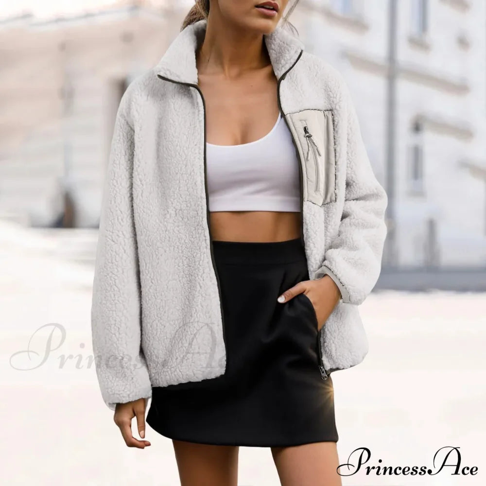 Warm Cozy Stylish Trendy Elegant Fashionable Versatile Classic Comfortable Jacket White / S