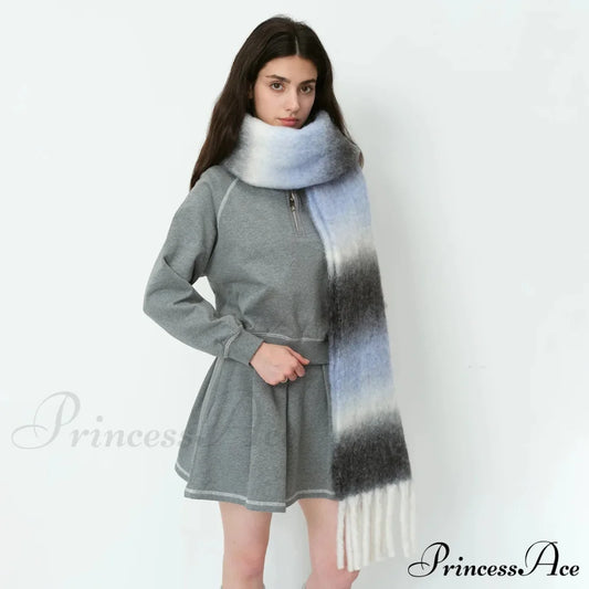 Warm Gradient Color Wool Winter Scarf Scarfs-L