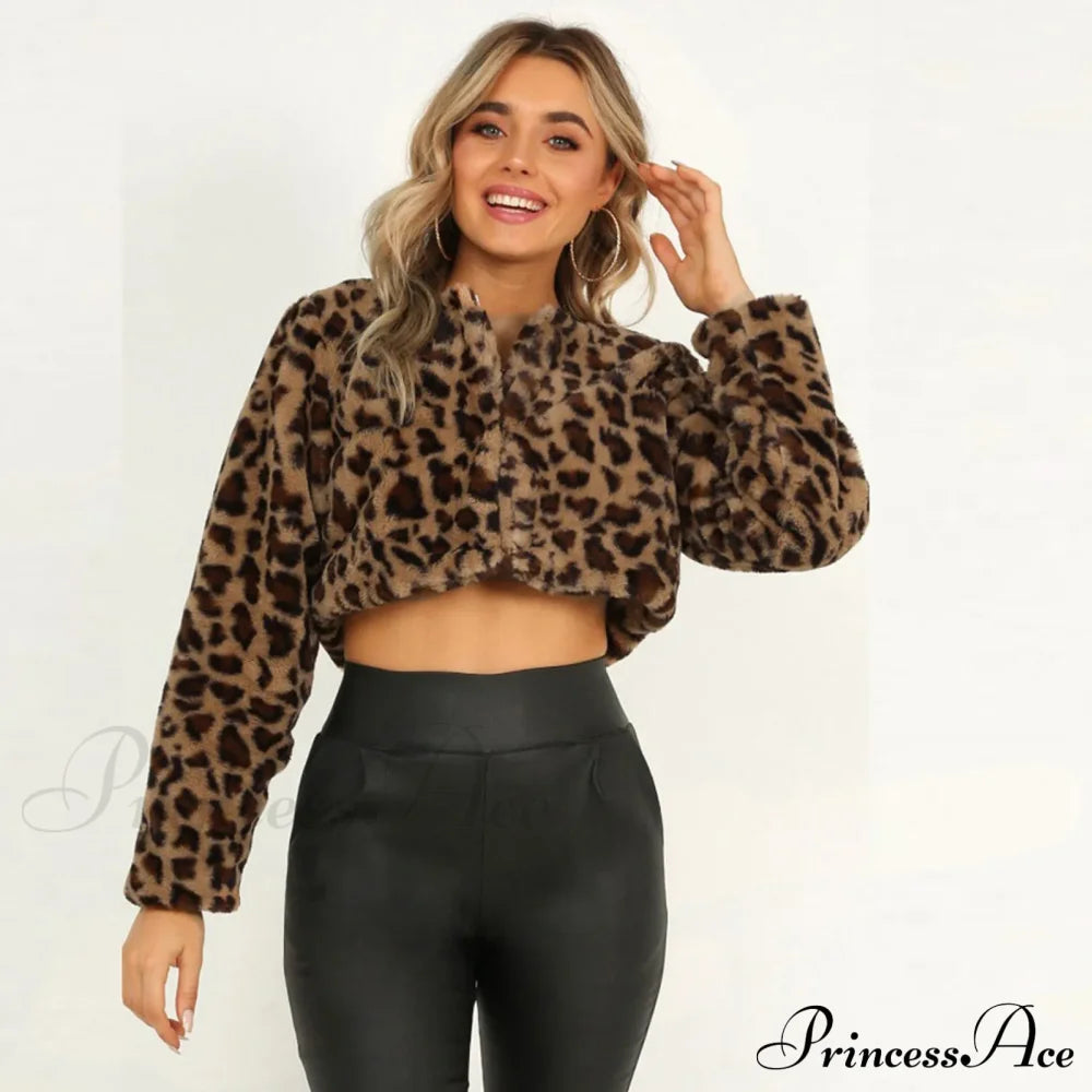 Warm Leopard Fleece Stylish Chic Trendy Elegant Fashionable Wild Jacket