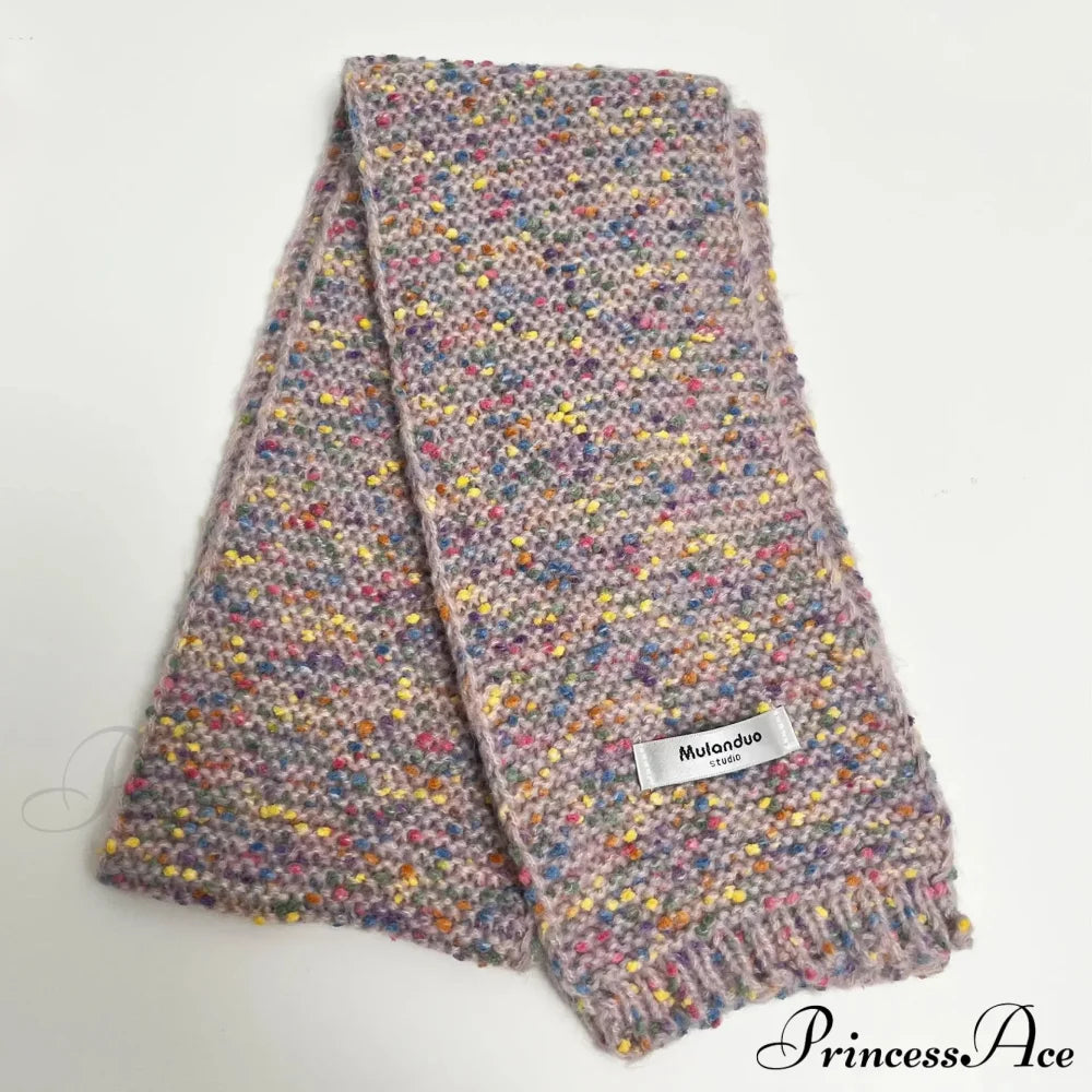 Warm Multi-Color Dot Acrylic Cashmere Small Scarf For Autumn Winter Lavender / L146Cm W14Cm Scarfs-L