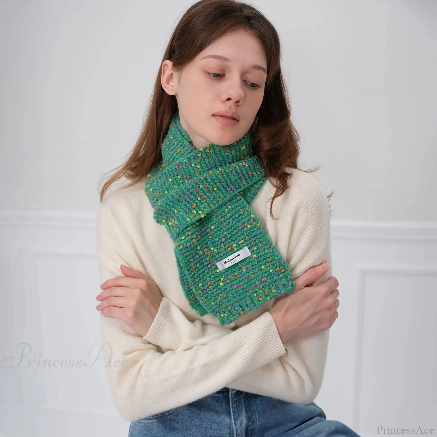 Warm Multi-Color Dot Acrylic Cashmere Small Scarf For Autumn Winter Scarfs-L