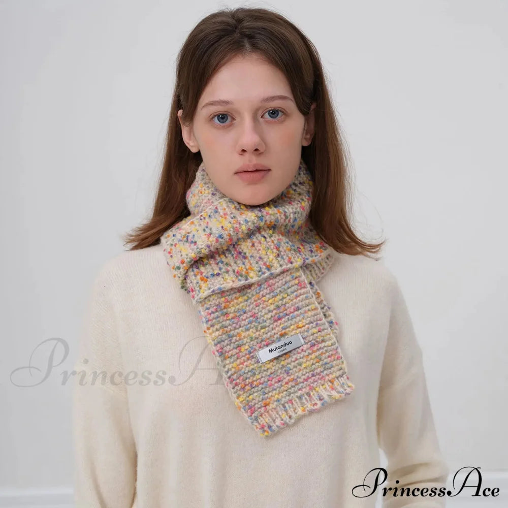 Warm Multi-Color Dot Acrylic Cashmere Small Scarf For Autumn Winter Scarfs-L