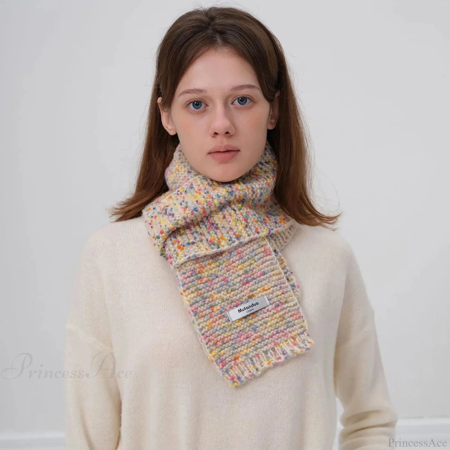 Warm Multi-Color Dot Acrylic Cashmere Small Scarf For Autumn Winter Scarfs-L