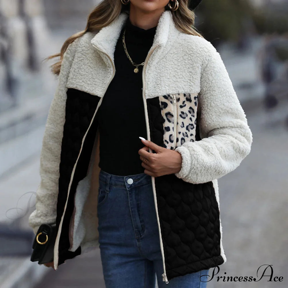 Patchwork Warm Plush Coat Black best Best Sellings cardigan cardigans clothes Sale tops Topseller