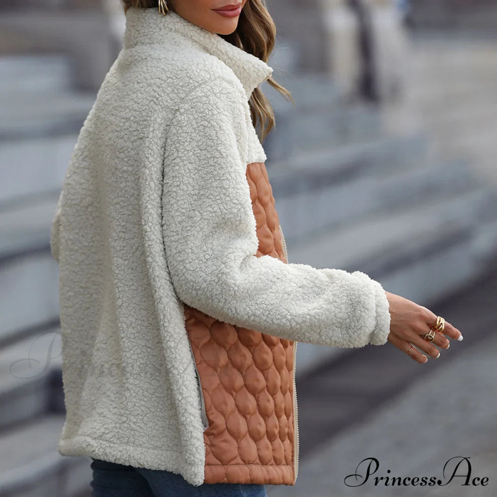 Warm Plush Patchwork Coat Coats