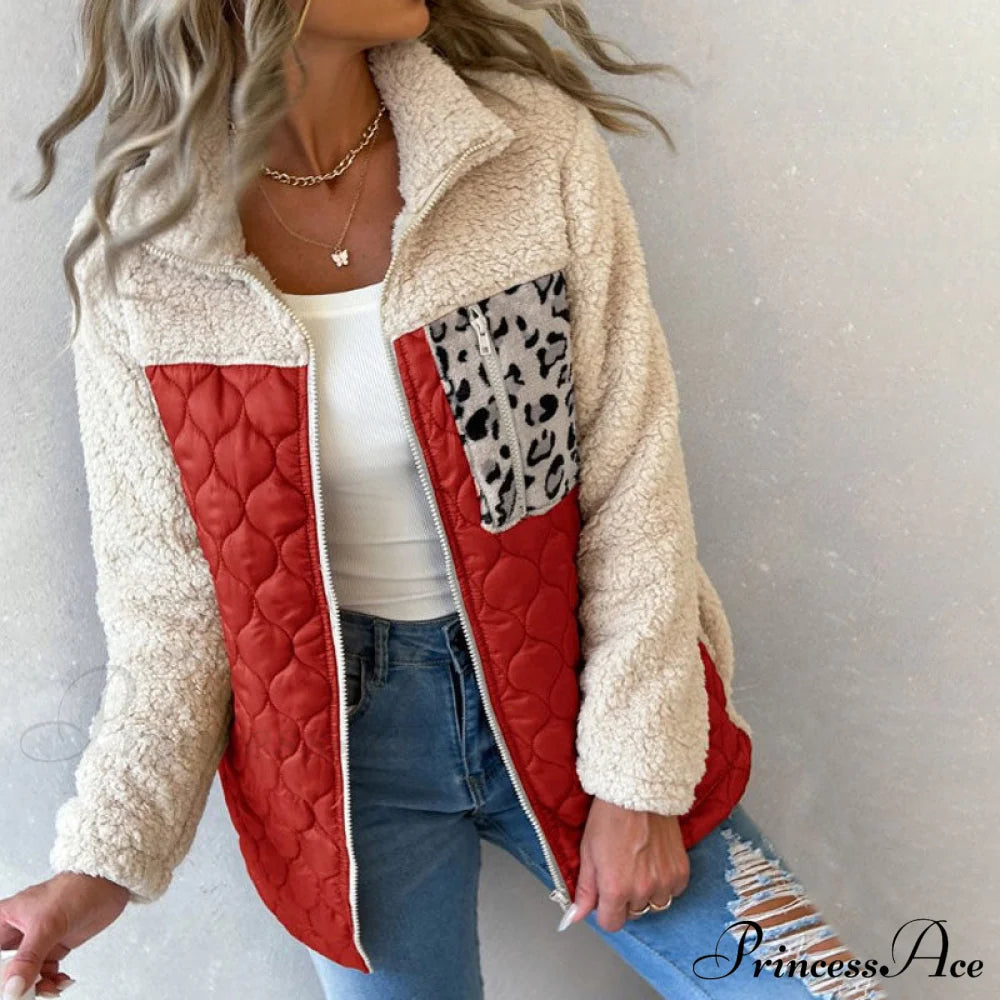 Warm Plush Patchwork Coat Coats