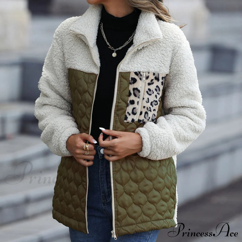 Warm Plush Patchwork Coat Coats