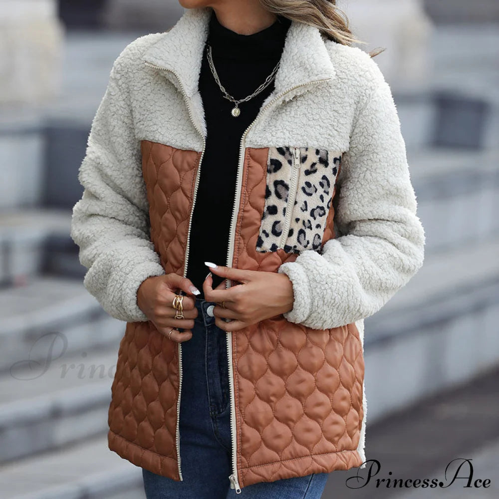 Warm Plush Patchwork Coat Coats