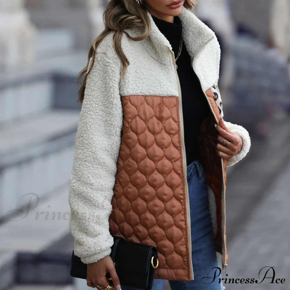 Warm Plush Patchwork Coat Coats