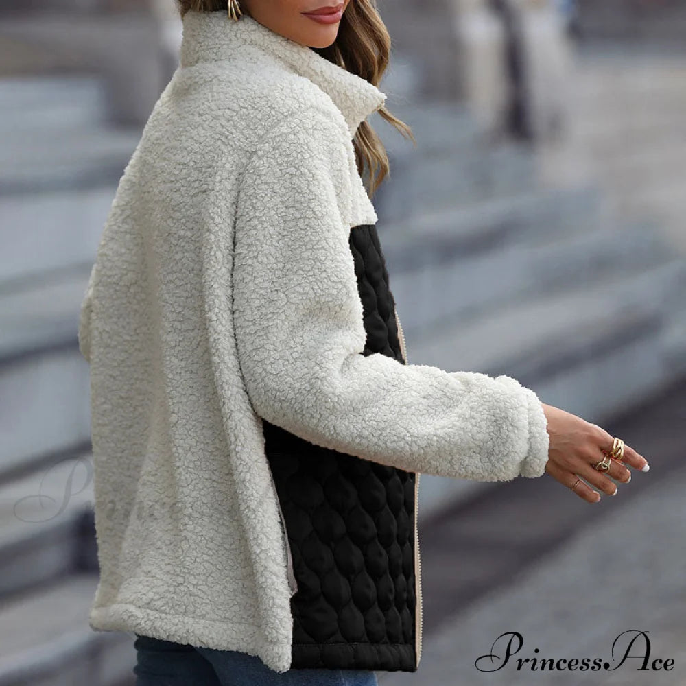 Warm Plush Patchwork Coat Coats