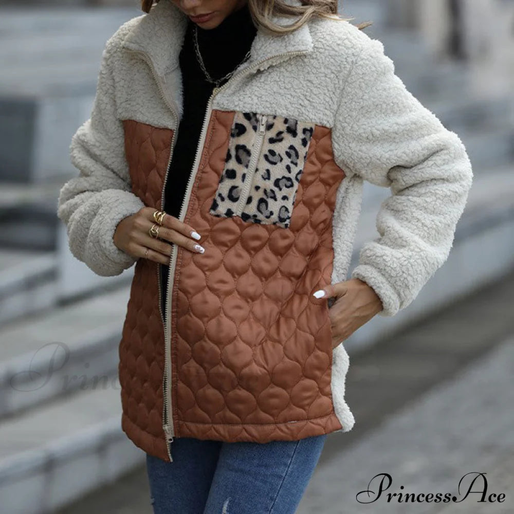 Warm Plush Patchwork Coat Coats