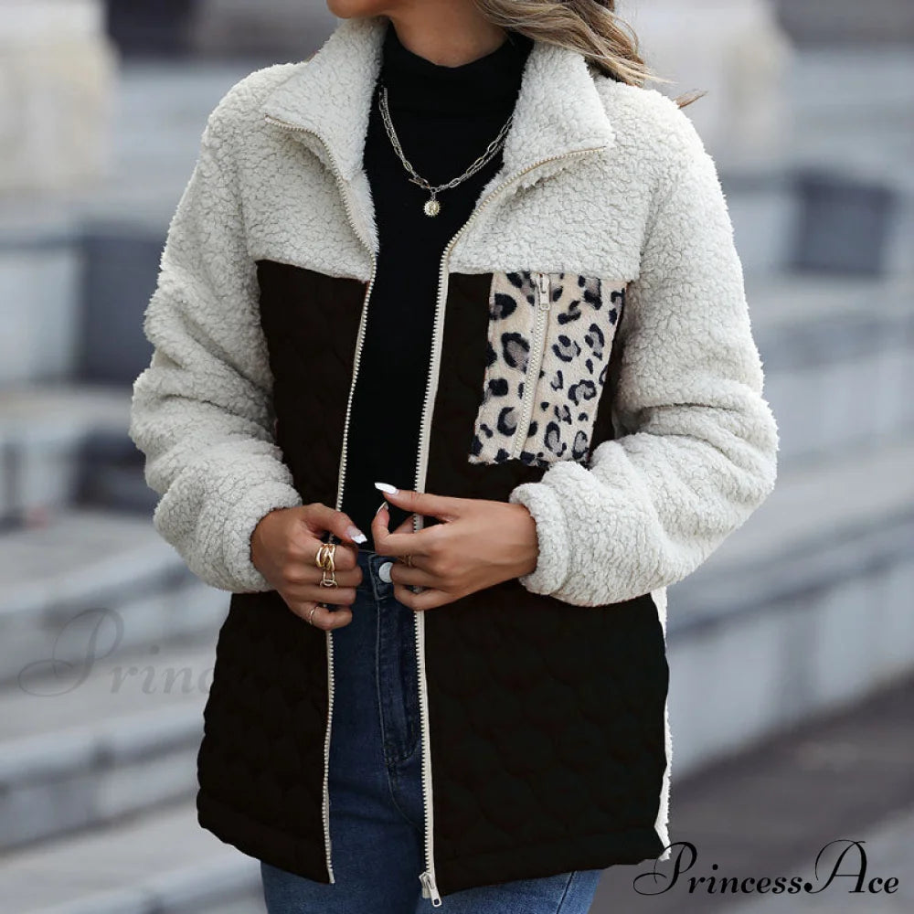 Warm Plush Patchwork Coat Coats