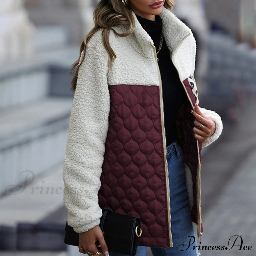 Warm Plush Patchwork Coat Coats