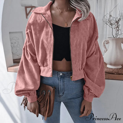 Warm Solid Stylish Chic Trendy Elegant Fashionable Classic Western Jacket Pink / S