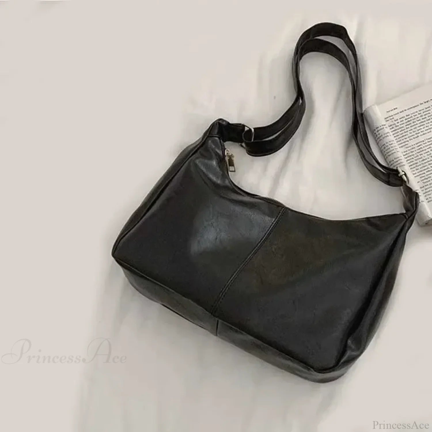 Weaving Straw Top-Handle Shoulder Bag Black shoulder-250126