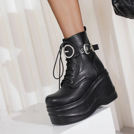 Wedge Stand Patent Leather Rebel Ankle Boot