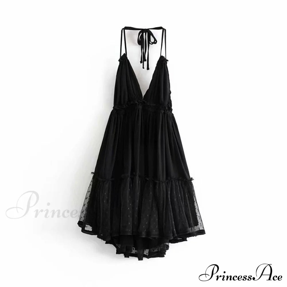 Weekend Getaway Stylish Linen Skater Dress Black / S Casual Dresses