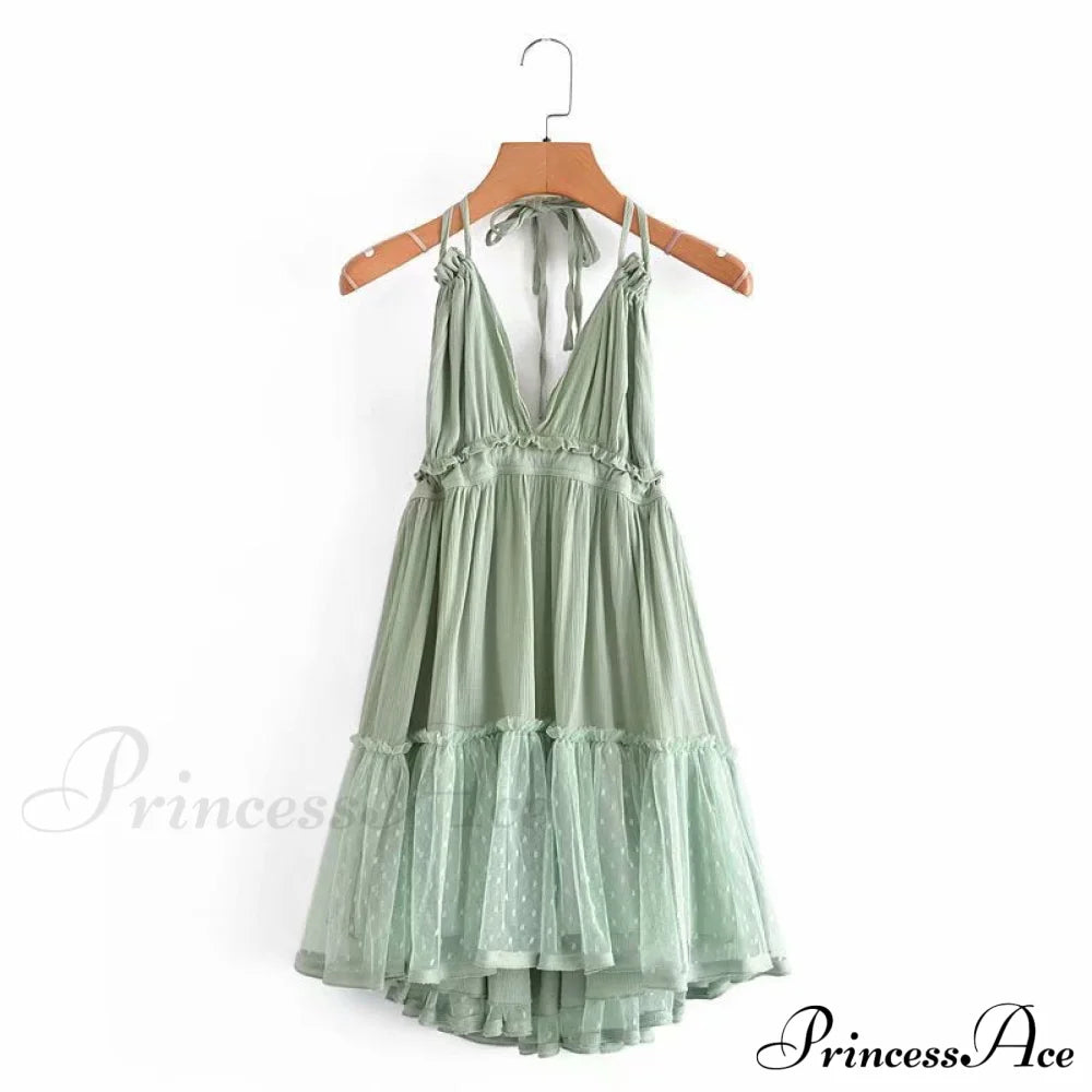 Weekend Getaway Stylish Linen Skater Dress Green / S Casual Dresses