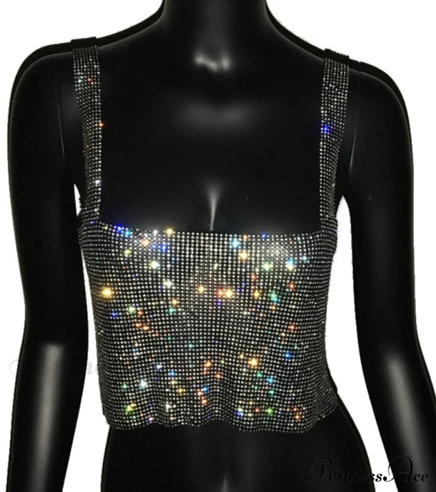 Wendy Top With Rhinestones Black / Xs Tops & Blouses