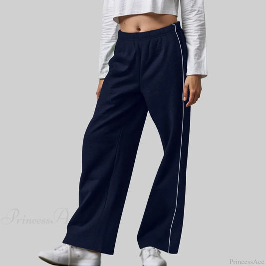 White Contrast Side Pants Blue / S