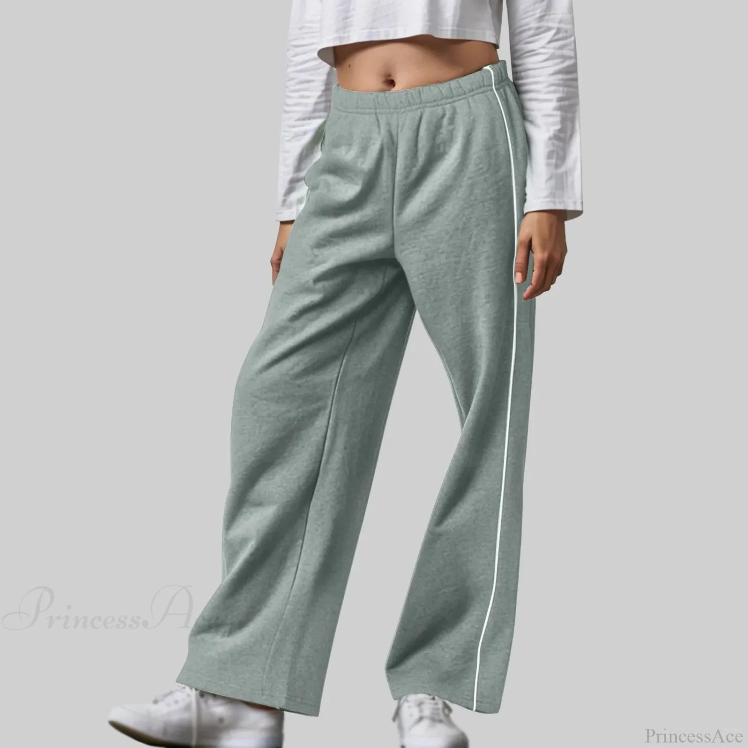 White Contrast Side Pants Grey / S