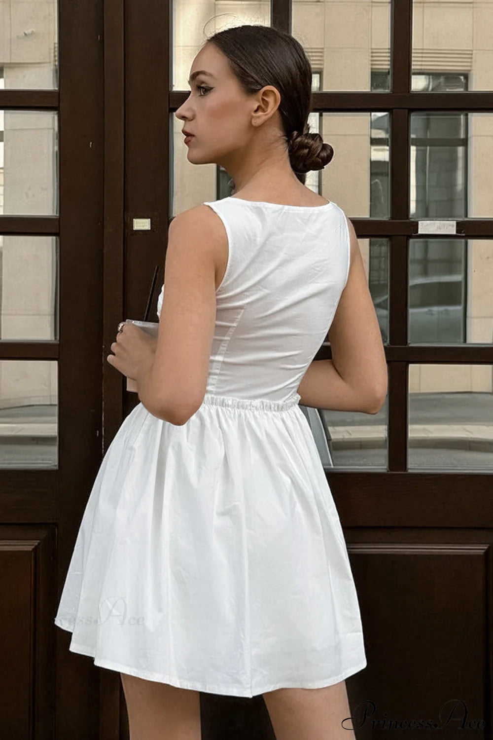 White Cotton A Line Cami Mini Dress