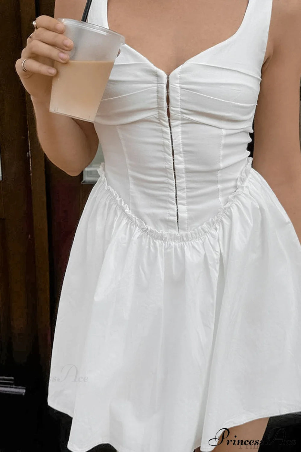 White Cotton A Line Cami Mini Dress