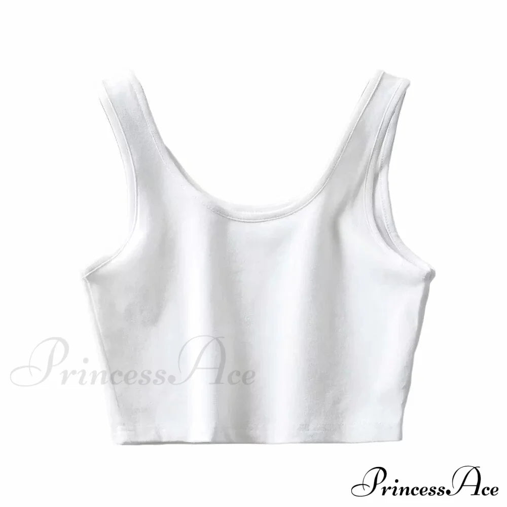 White Cute Short Crop Tops White4 / S