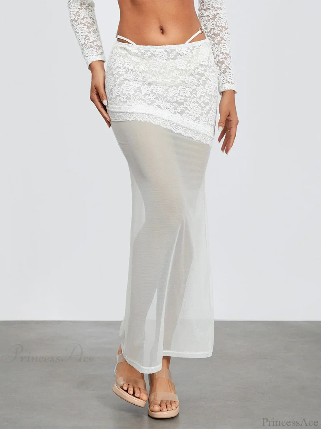 White Lace Patchwork Cropped Shrug Floral Skirt Set floraldress-250126