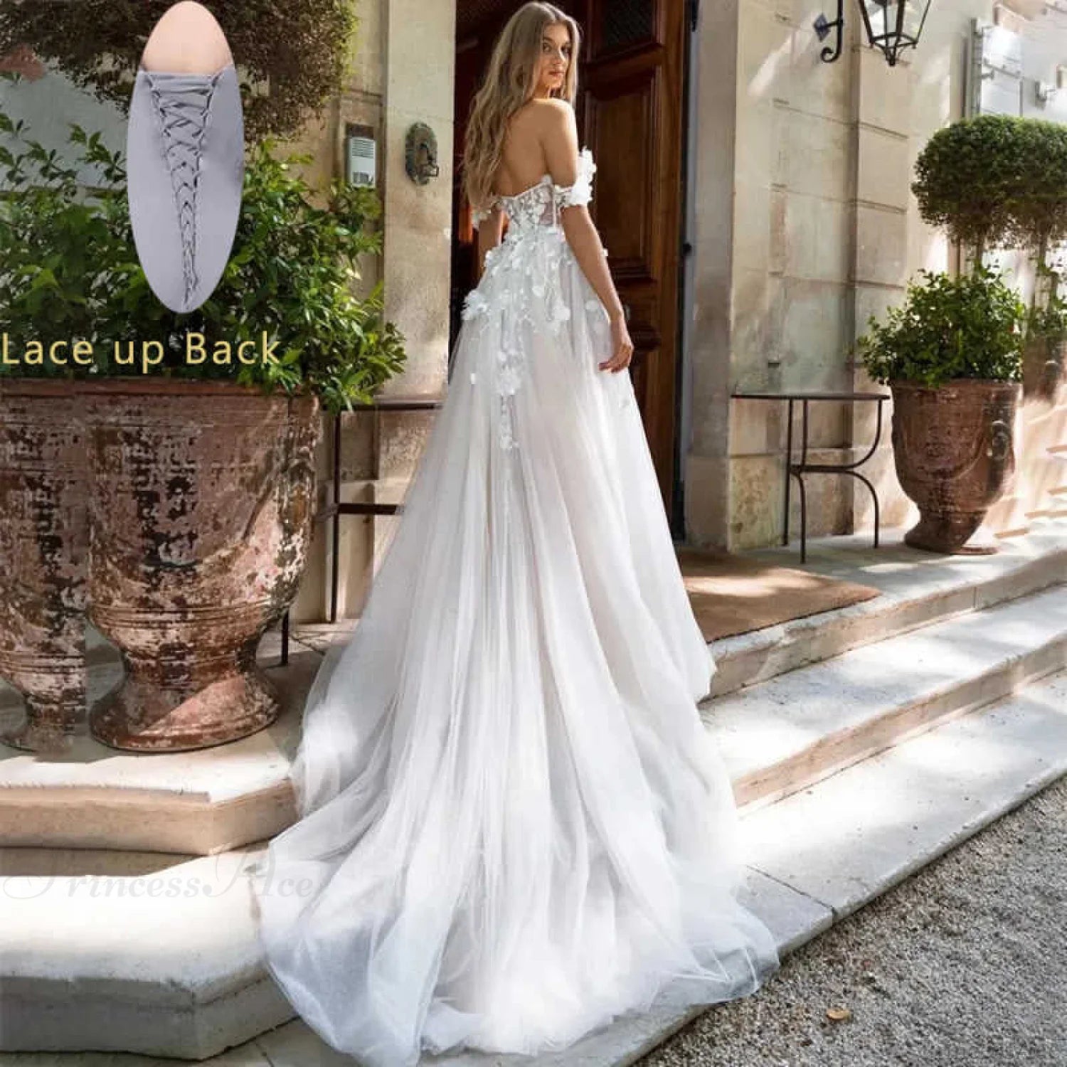 White Mermaid Lace Backless Wedding Dress weddingdress-250223
