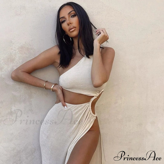 White Shoulder Parties - Women For Split Gown One And Full-Length Warm-Season Elegant Long