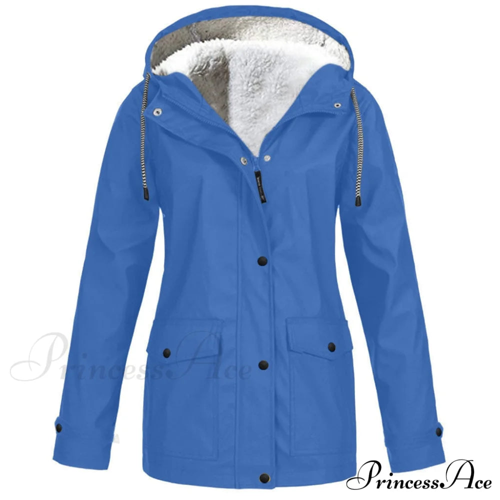 Windproof Waterproof Hooded Jacket Blue / S