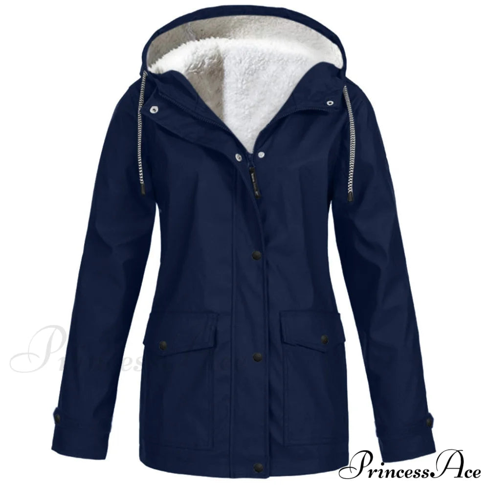 Windproof Waterproof Hooded Jacket Navy Blue / S