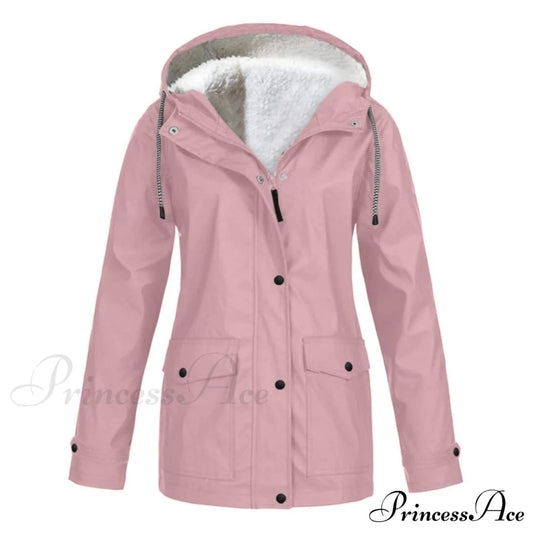 Windproof Waterproof Hooded Jacket Pink / S