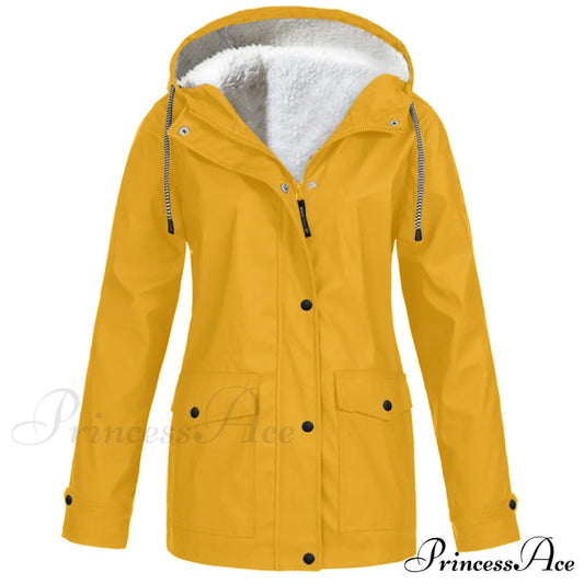 Windproof Waterproof Hooded Jacket Yellow / S