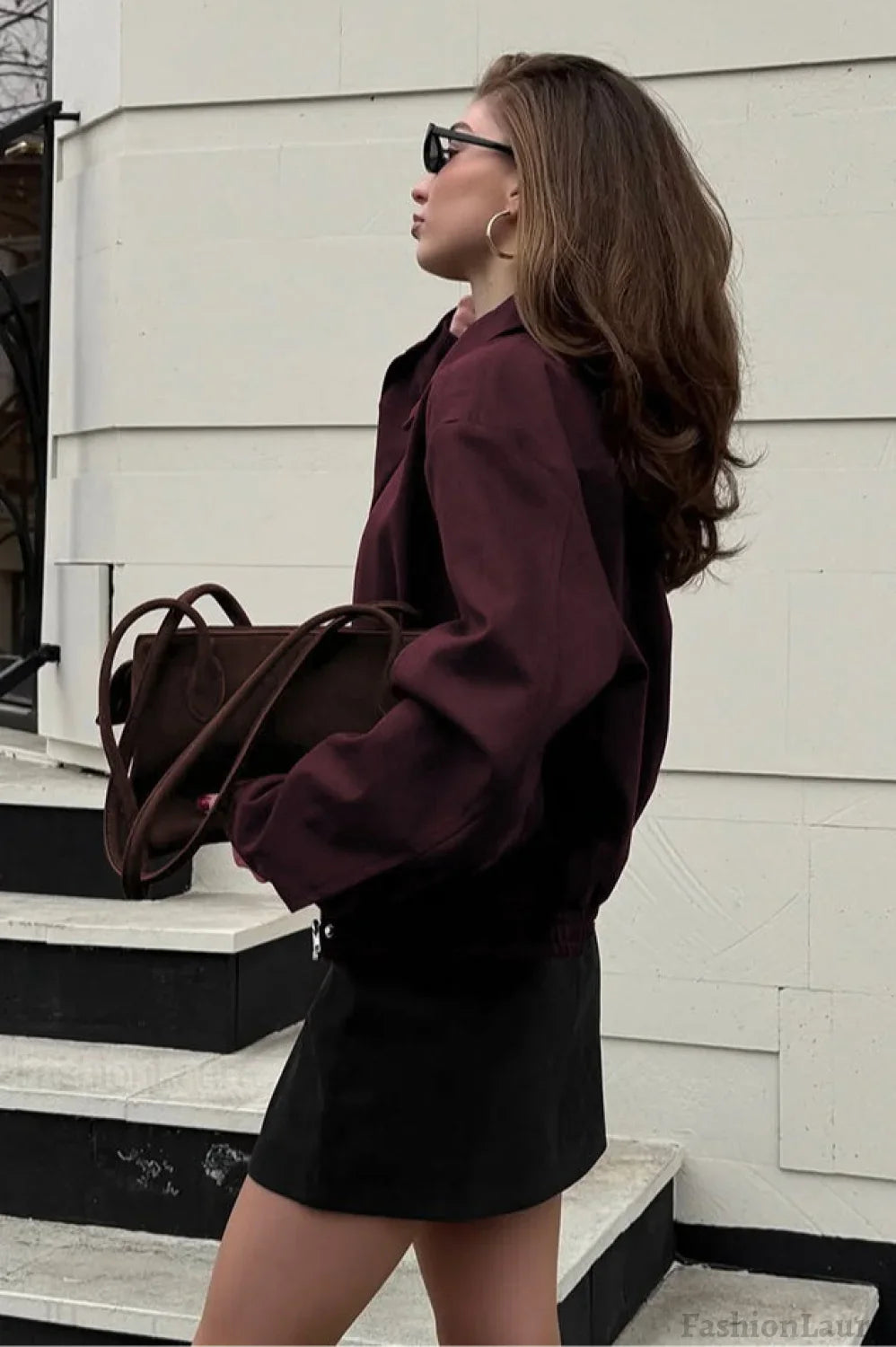 Wine Red Suede Utility Jacket