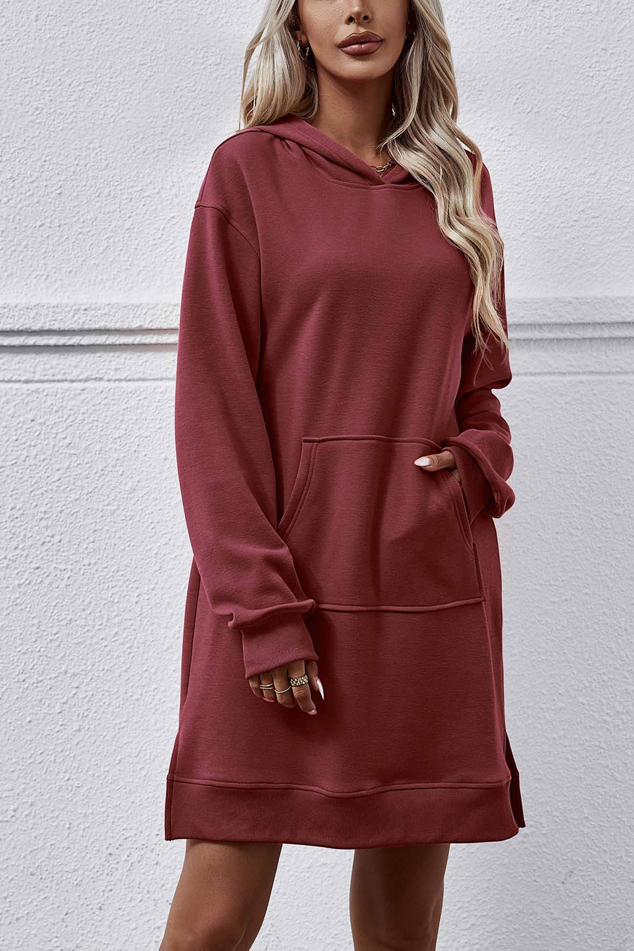 Midi Hoodie Dress with Pocket Slit