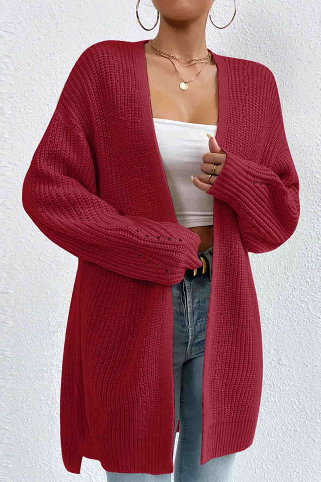 Open Mid-Length Front Cardigan